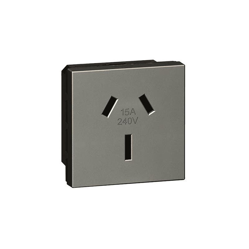 LEGRAND - Socket Outlet Arteor, Australian, 10/15A 240V, 2P+E, 2 Modules, Shuttered, Magnesium