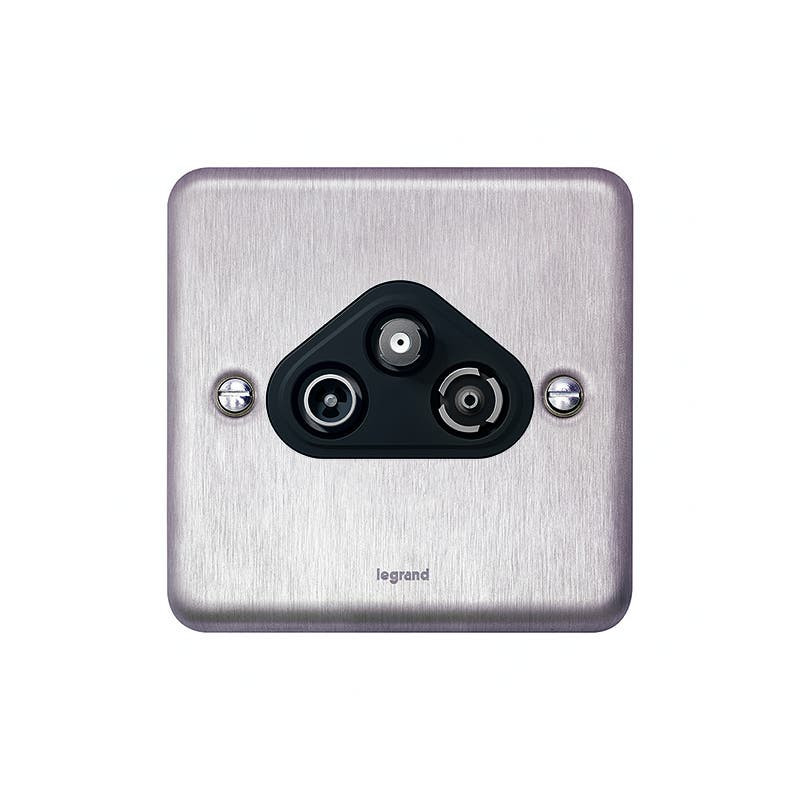 LEGRAND - TV-R-SAT Synergy Authentic Socket, Brushed Stainless Steel