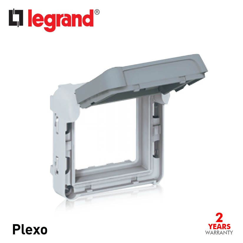 LEGRAND - Support Frame Plexo 55, for Mosaic 2 Modules, IP55, with Smoked Flap Lockable
