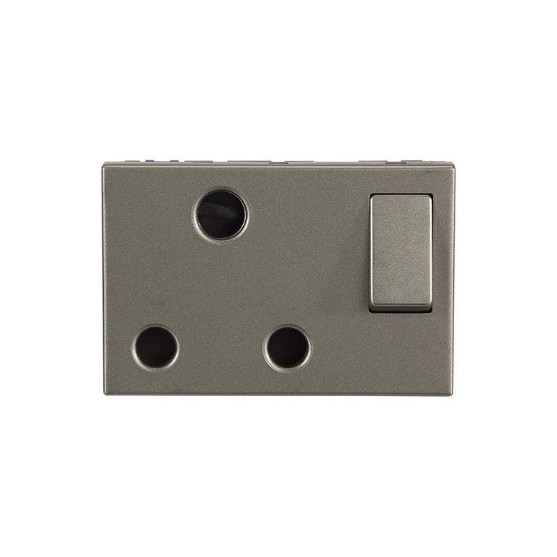 LEGRAND - Arteor Socket, Indian, 16A, 2P+E Switched, 3 Modules, Magnesium