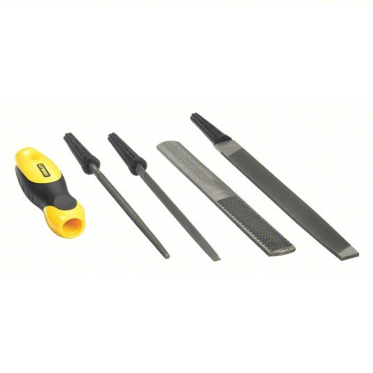 File Set, 6-inch Round File, 6-inch Slim Taper File, 8-inch 4-inch-1 File, 8-inch Mill Bastard File, 5 Pieces