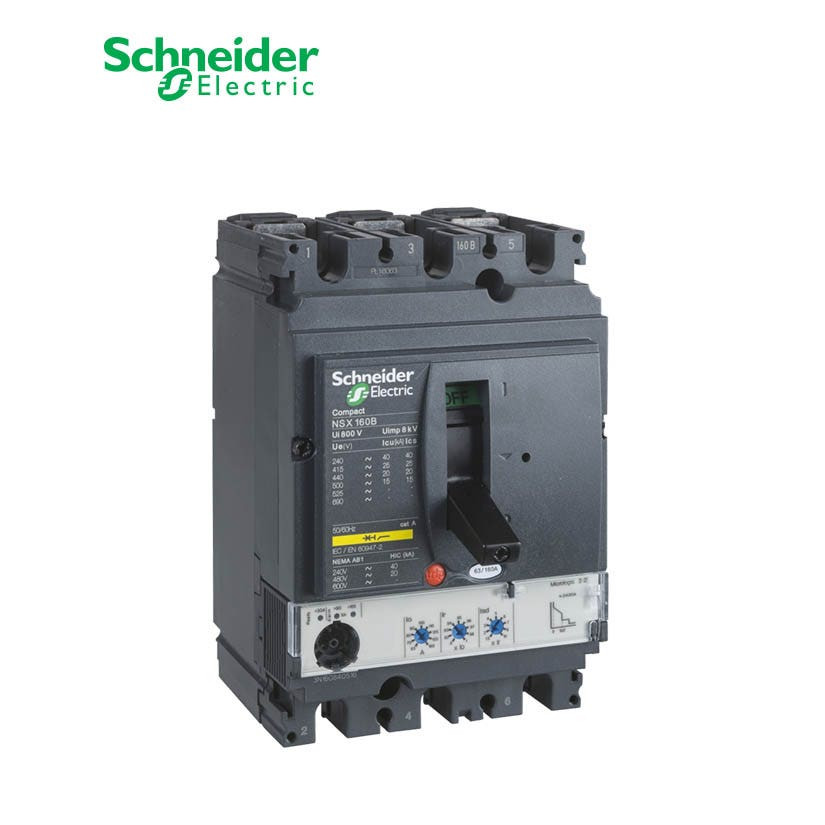 SCHNEIDER - MCCB Breaker, ComPact NSX160N, 3P 3d, 50kA at 415 VAC, MicroLogic 2.2 Trip Unit 160A