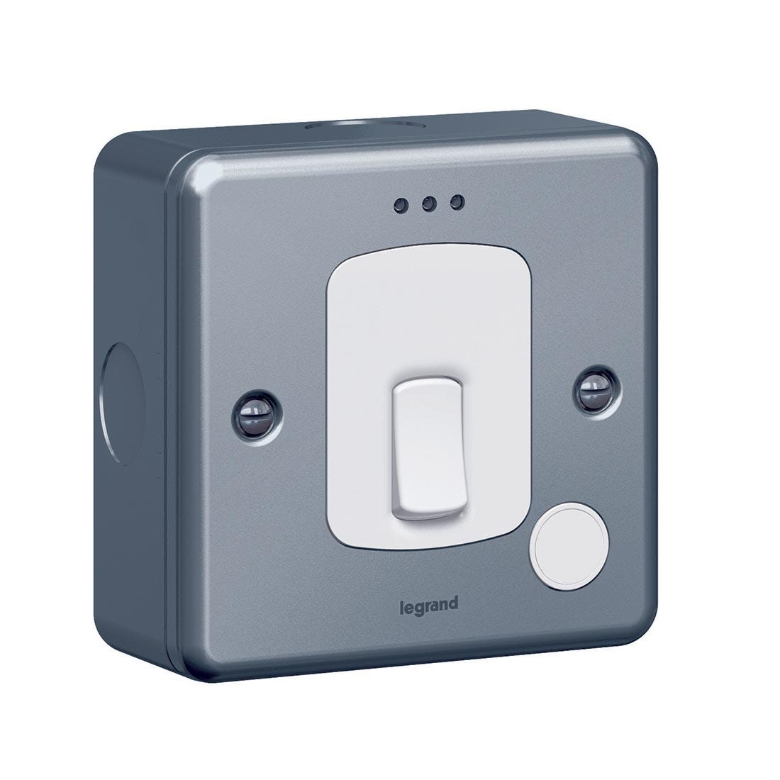 LEGRAND - Switch 20A 250V DP w/ Cord Outlet+Indicator, Metalclad