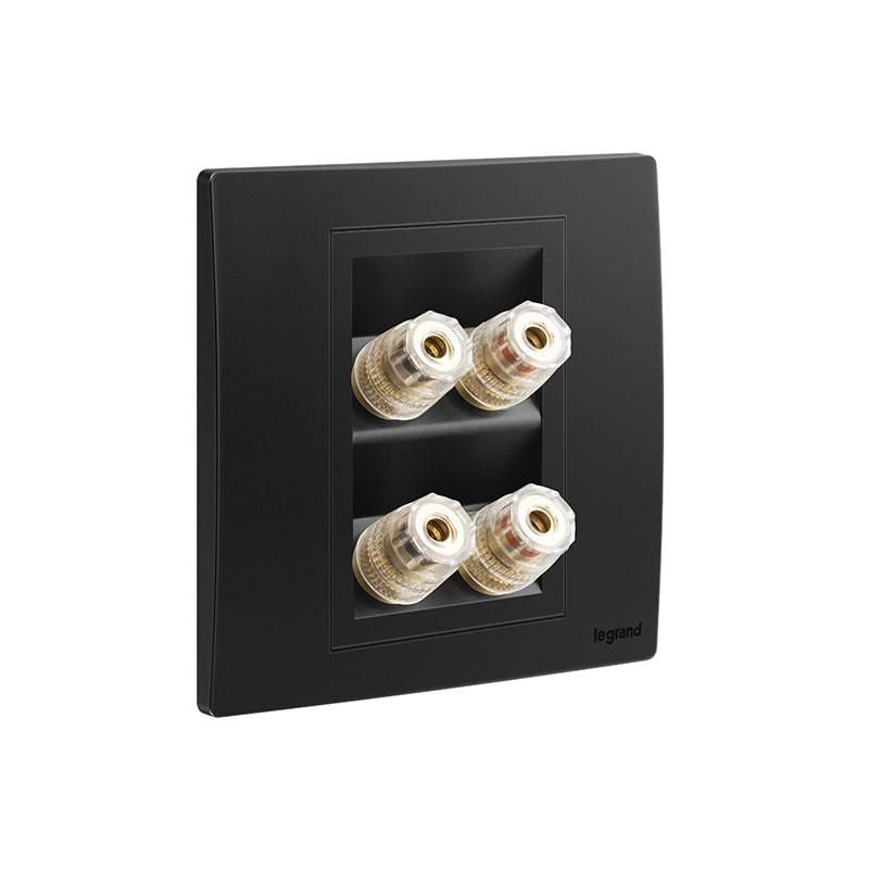 LEGRAND - Single Loudspeaker Socket Outlet Mallia Senses, 2 Gang, Matt Black