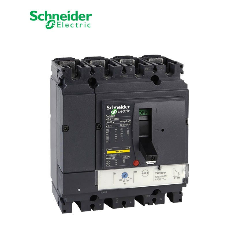 SCHNEIDER - MCCB Breaker, ComPact NSX100H, 4P 4d, 70kA at 415 VAC, TMD Trip Unit 63A