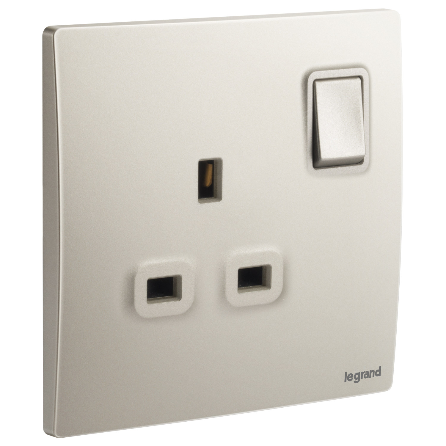 LEGRAND - British Standard Double Pole Socket Outlet Mallia, 1 Gang, Switched, 13 A, 250 V~, Champagne