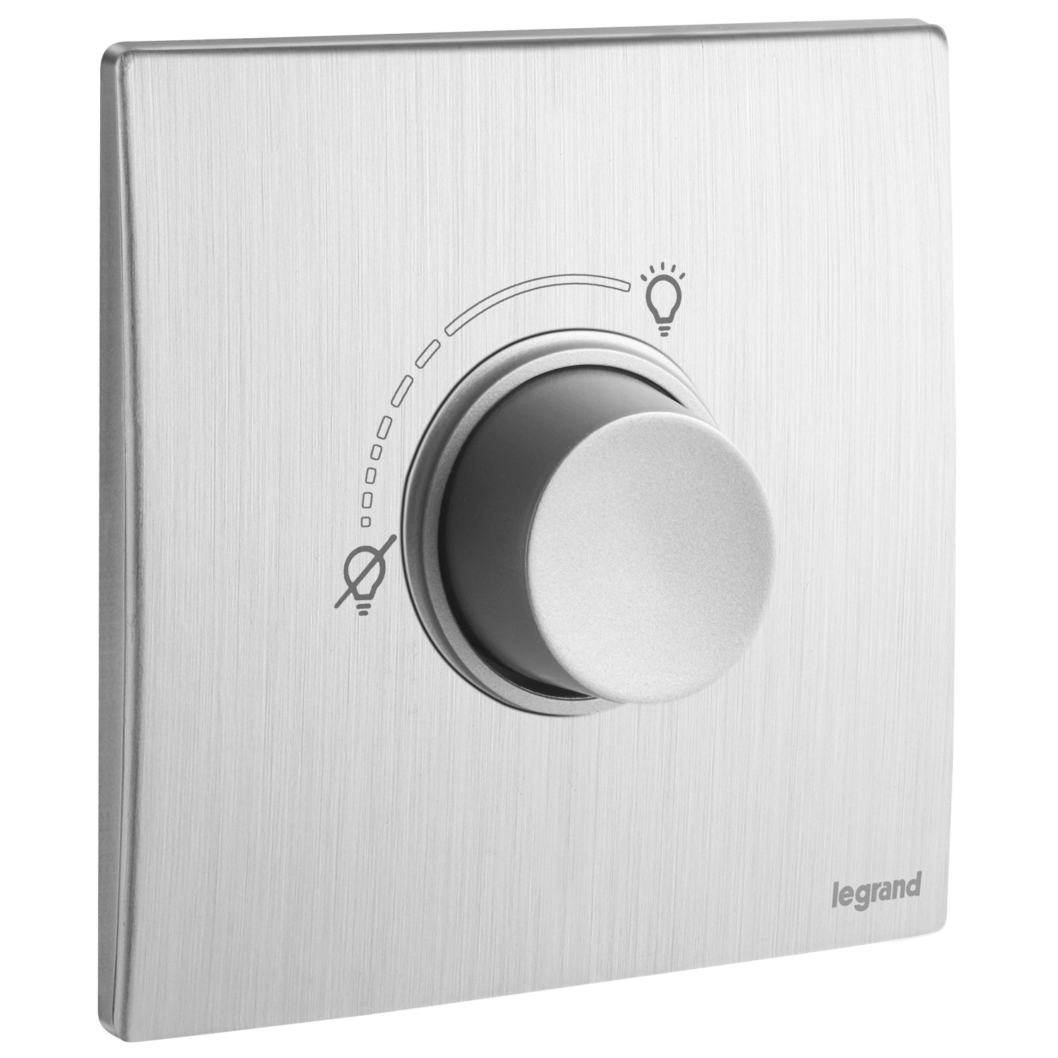 LEGRAND - Rotary Dimmer Mallia, RLC+LED, 100-240 V~, without Neutral, Brushed Aluminium