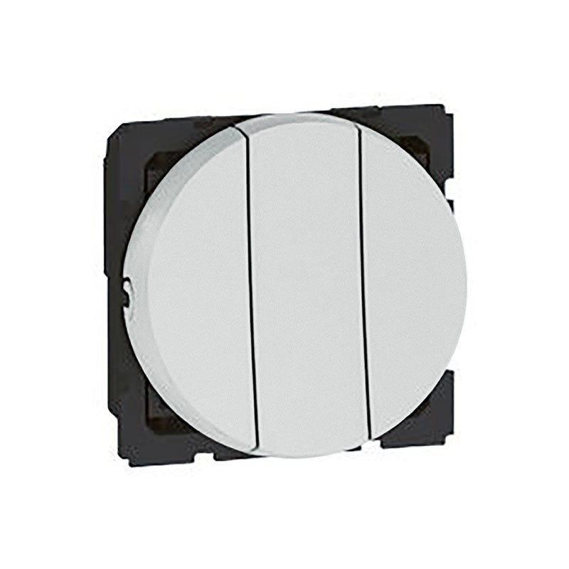 LEGRAND - Switch Arteor, 1 Way, 20AX 250V~, 2 Modules, 3 Gang, Round, Soft Aluminium