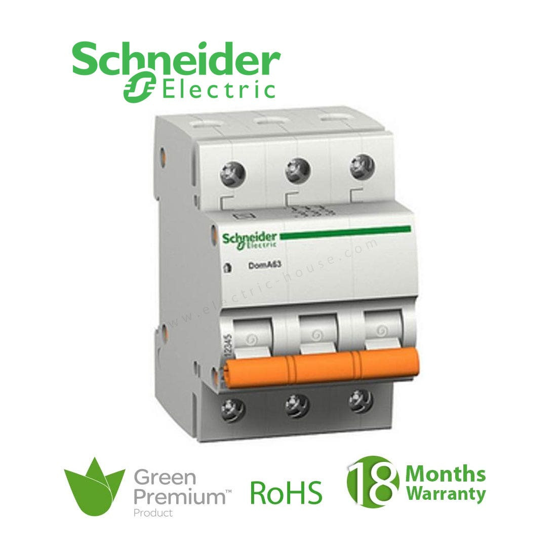 SCHNEIDER - MCB Breaker, Domae, 3P, 25A, C curve, 6000A