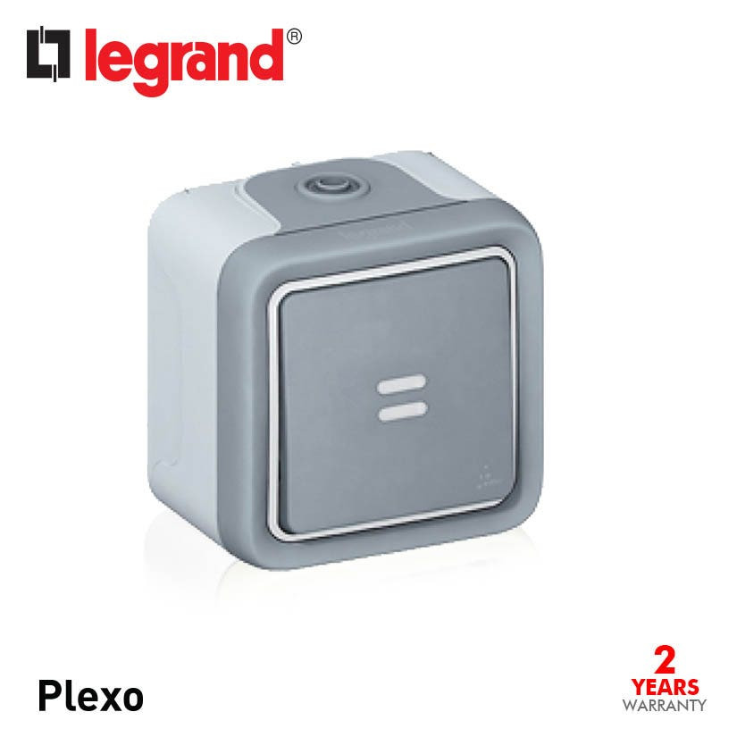 LEGRAND - Push-Button Plexo IP55, Illuminated N/O Contact, Surface Mounting 