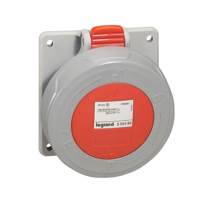 ليجراند - فيش صناعي 32A 3P+E 380/415V على لوحة كهربائية IP67, P17