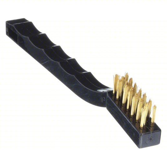 Scratch Brush, Brass Bristles, Plastic Handle, 1 1/2 inch Brush Length, 5 3/4 in Handle Length