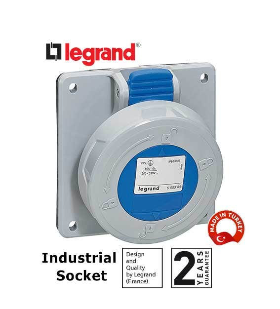 LEGRAND - Panel Mounting Socket P17, IP66/67, 200/250 V~, 32 A, 2P+E