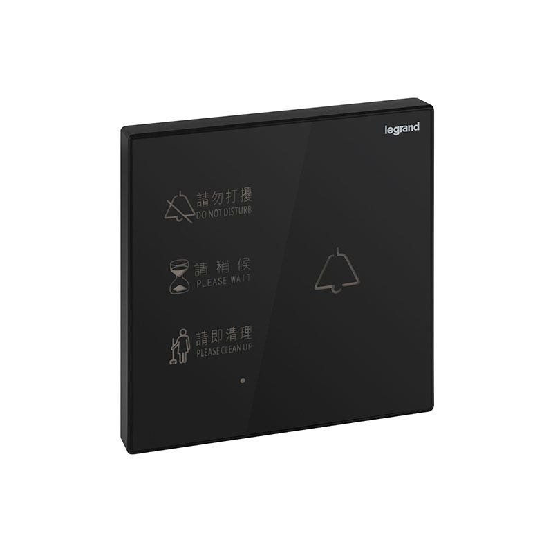 LEGRAND - Touch Plate Galion, Bell Push + DND/CUR Sign, 1 Gang, 3A, 230V, Black