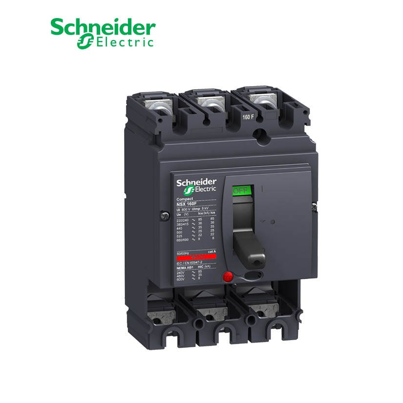 SCHNEIDER - MCCB Breaker Basic Frame, ComPact NSX160F, 160A, 3P, 36kA at 415 VAC 50/60 Hz, w/o Trip Unit