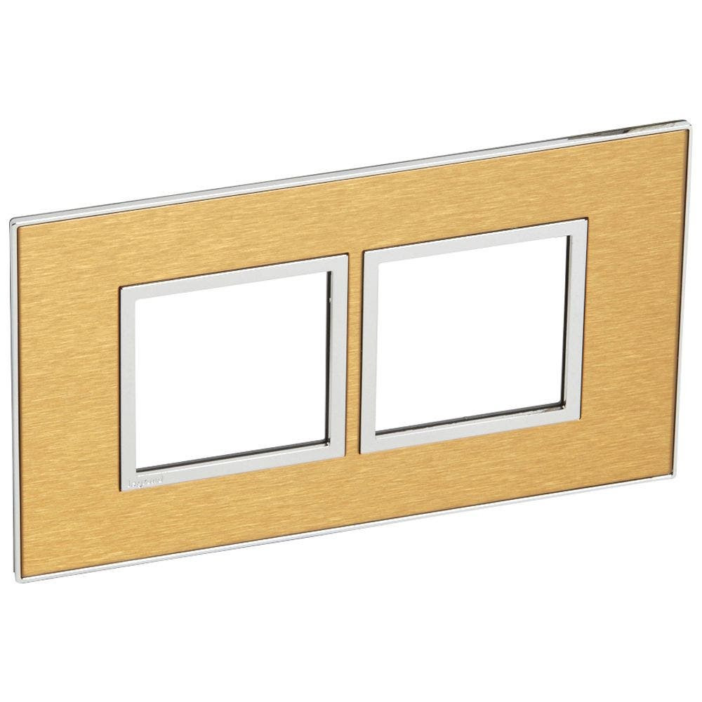 LEGRAND - Plate 2G 4Mod Sqr BS, Gold Brass Arteor