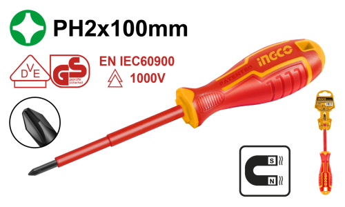 Insulated screwdriver PH2×100mm مفك معزول صليبة فليبس