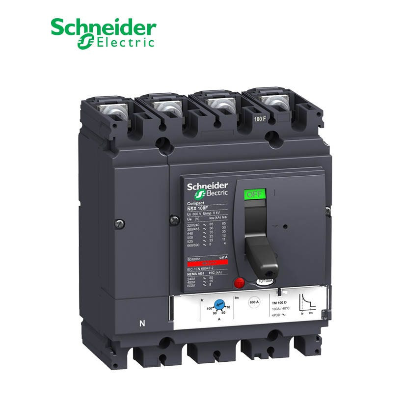SCHNEIDER - MCCB Breaker, ComPact NSX100F, 36 kA at 415 VAC, TMD Trip Unit 25A, 4P 4d