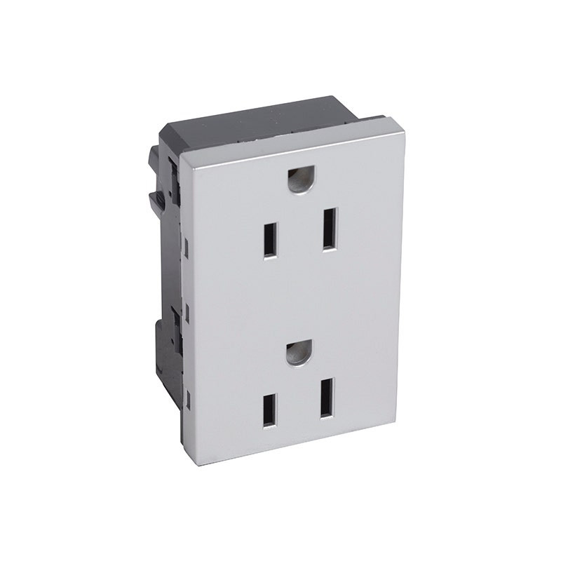 ليجراند - مقبس Arteor، أمريكي، 15A 127V، 2x2P+E، 3 موديول، Soft Aluminum
