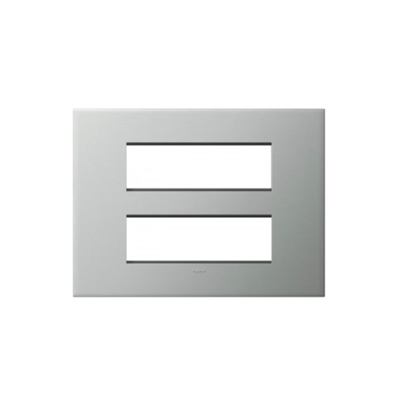 LEGRAND - Cover Plate with Frame Arteor, Indian , 2x6 Modules, Square, Pearl Aluminium