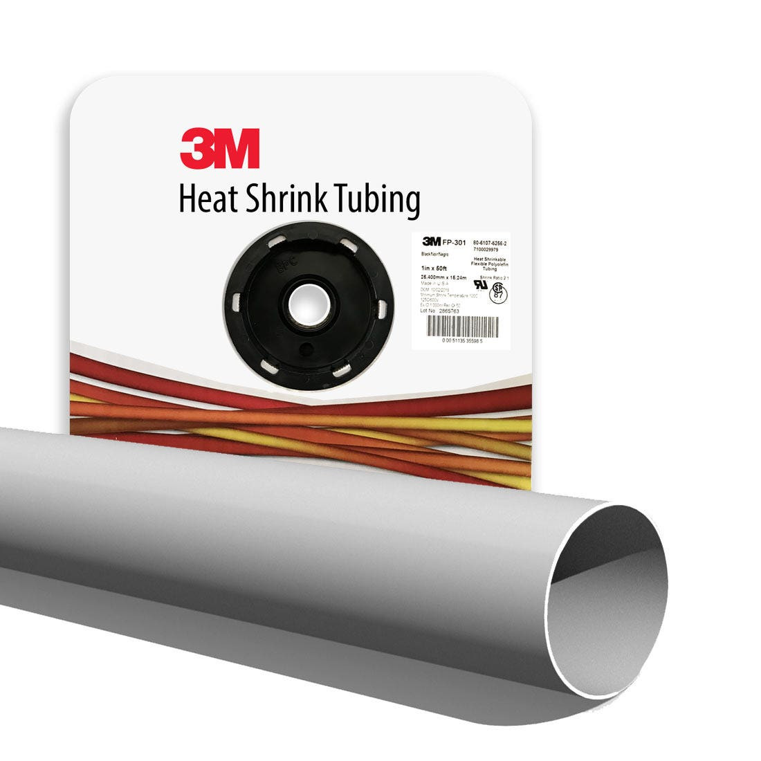 3M - Heat Shrink Thin-Wall Tubing, FP-301, 1/4 Inch x 100 Feet (30.48m) Spool, White
