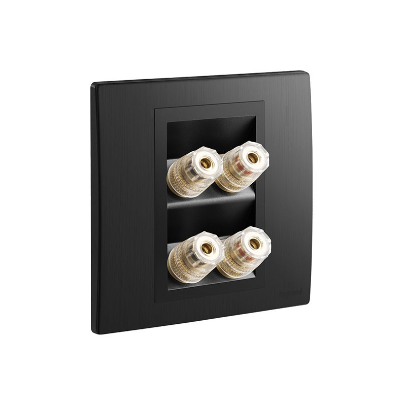 LEGRAND - Single Loudspeaker Socket Outlet Mallia Senses, 2 Gang, Brushed Black