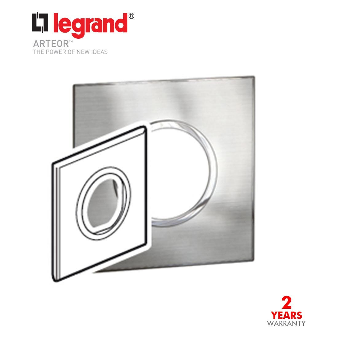 LEGRAND - Plate 1G 2Mod Round BS, S/Steel, Arteor