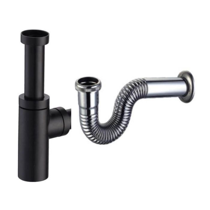 Bottle Trap 1 1/4" (ROUND) MATT BLACK - Saudi Ceramics