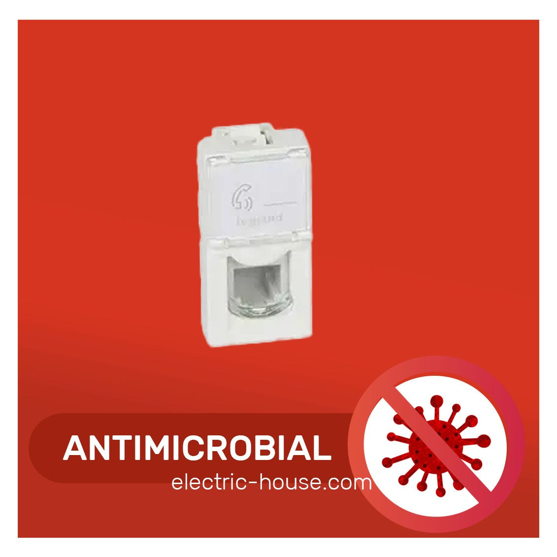 LEGRAND - Telephone Socket RJ 11 Sockets, 4 Contacts Antimicrobial Range