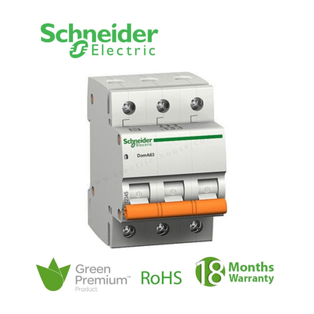 SCHNEIDER - MCB Breaker, Domae, 3P, 16A, C curve, 6000A