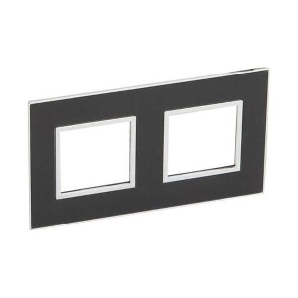LEGRAND - Plate Arteor, French/German, Square, 2x2 Modules, Mirror Black