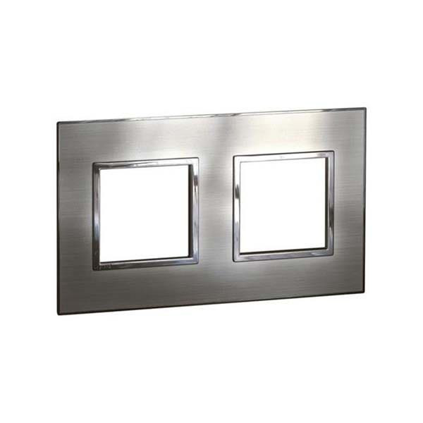 LEGRAND - Plate Arteor, French/German, Square, 2x2 Modules, Stainless Steel