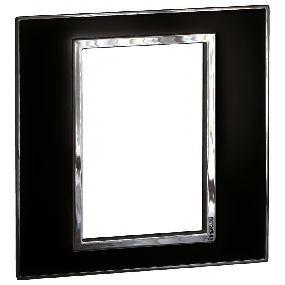 LEGRAND - Plate Arteor, British Standard, Square, 3 Modules 1-Gang, Mirror Black