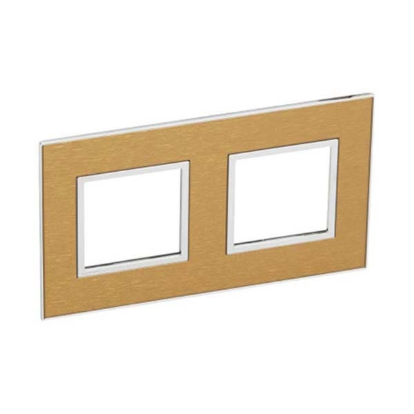 LEGRAND - Plate Arteor, French/German, Square, 2x2 Modules, Gold Brass