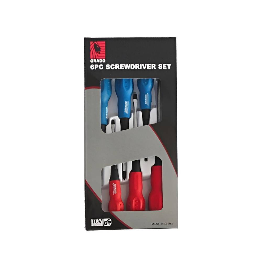 6-piece screwdriver set (positive and negative) with plastic handle, Grado