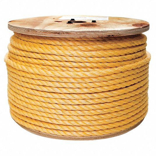 Polypropylene All Purpose General Utility Rope, 1/4Inch dia., Yellow, 600 ft