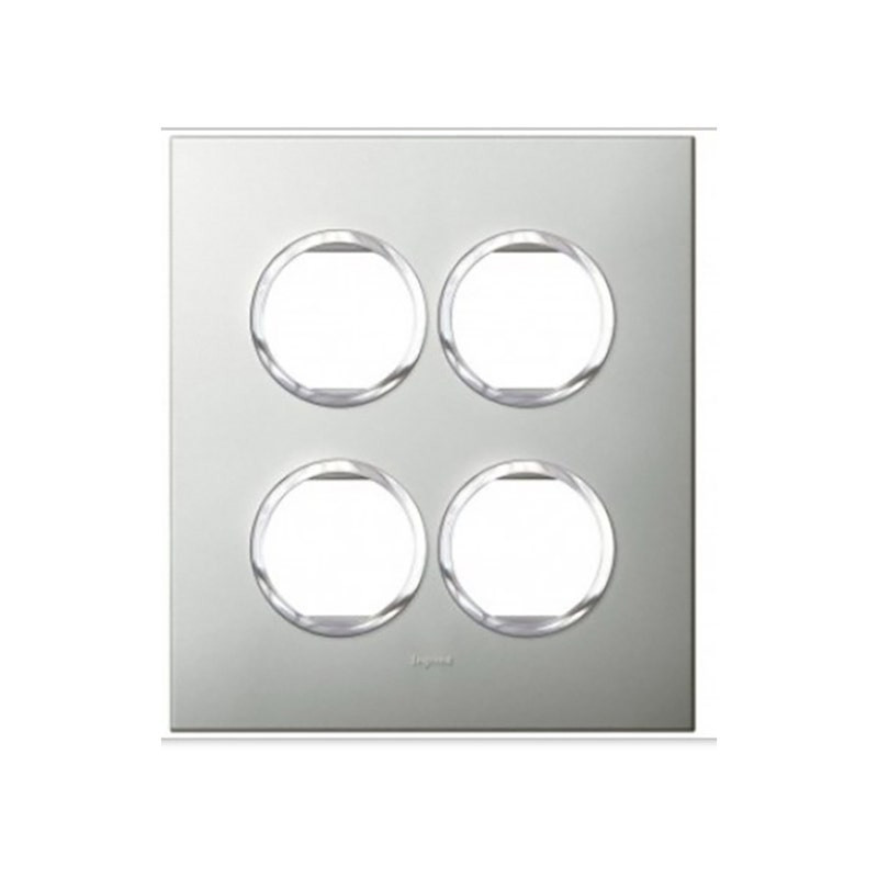 LEGRAND - Cover Plate with Frame Arteor, Indian , 2x4 Modules, Round, Stainless Steel