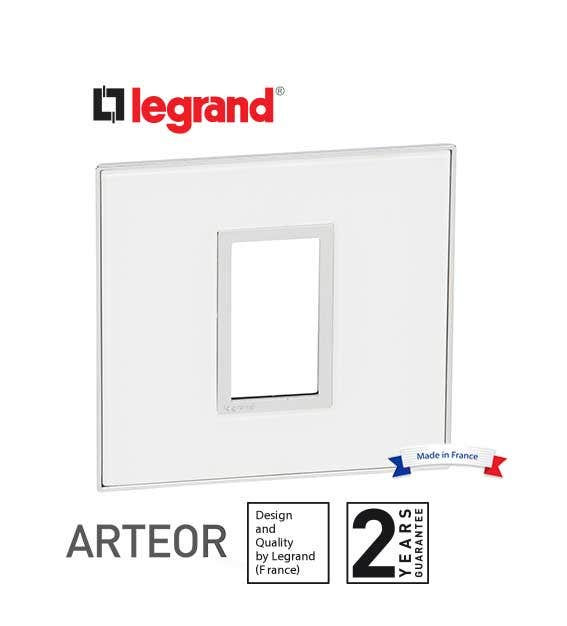 LEGRAND - Plate Arteor, British Std, Square, 1 Module, Mirror White