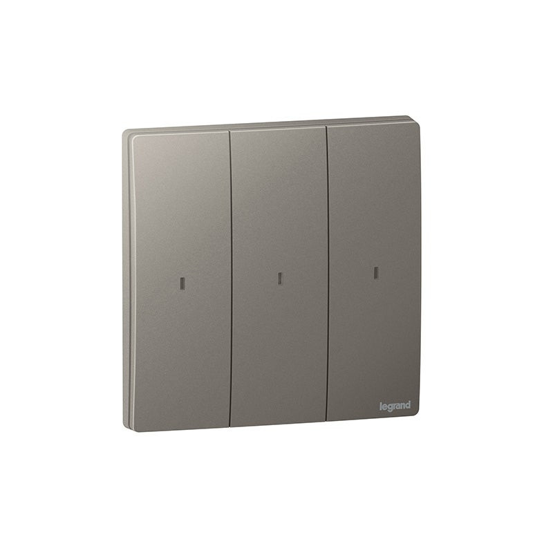 LEGRAND - Wired Light Switch Mallia Senses, 3 Gang without Neutral, Dark Silver