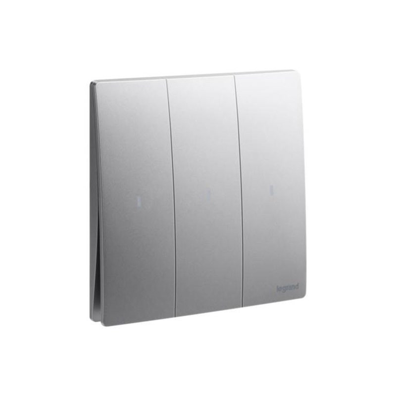 LEGRAND - Illuminated Switch Mallia Senses, 3 Gang, 2 Way, 16AX, 250V, Dark Silver
