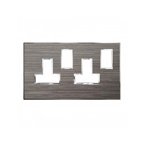 LEGRAND - Plate Arteor, for 13A Twin Switched Sockets 2 Gang, Square, BS, Wood Grey Oak