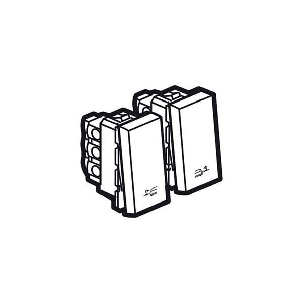 LEGRAND - 2-Way Push-Button Aretor, for Bed Lights, Square, 2 Modules, Magnesium