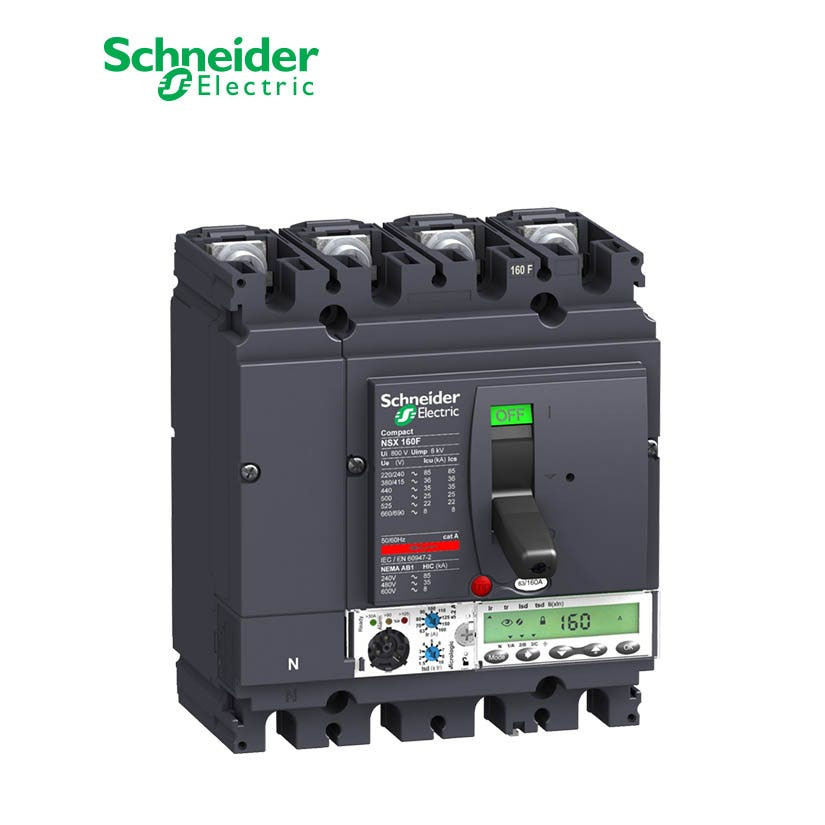 SCHNEIDER - MCCB Breaker, ComPact NSX160F, 4P 4d, 36kA at 415 VAC, MicroLogic 5.2A Trip Unit 160A
