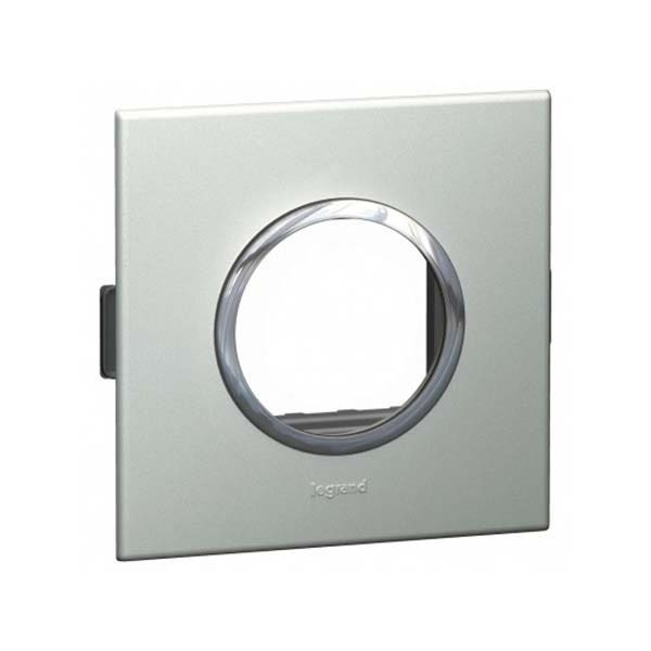 LEGRAND - Plate Arteor, French/German, 1 Gang, Round, 2 Modules, Pearl Aluminium