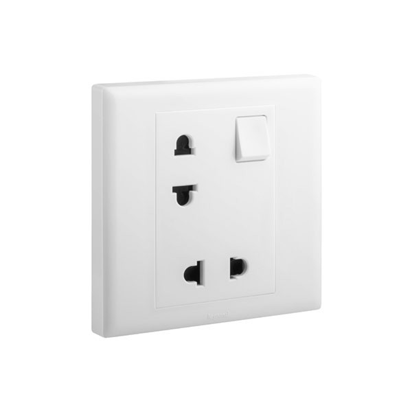ليجراند - مقبس إلوي، أوروبي/أمريكي، مفرد، 2x2P، Switched، 16A، 250V، أبيض