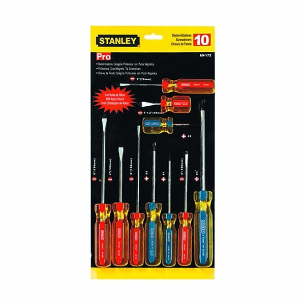 STANLEY - Pro Screwdriver Set, 10 Pieces with PVC Bag