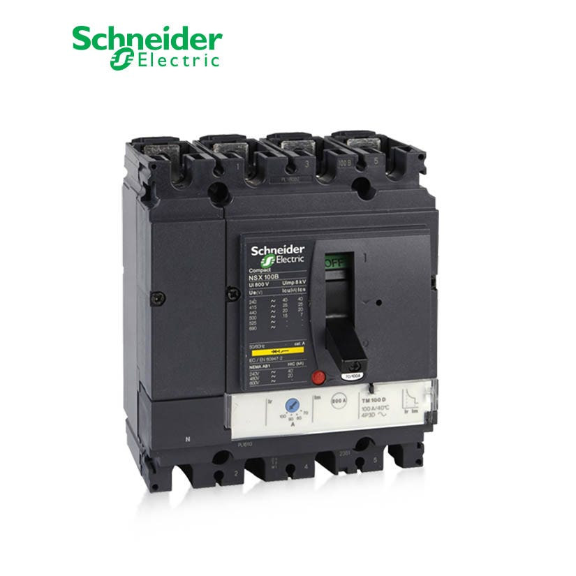 SCHNEIDER - MCCB Breaker, ComPact NSX100N, 4P 4d, 50kA at 415 VAC, TMD Trip Unit 80A