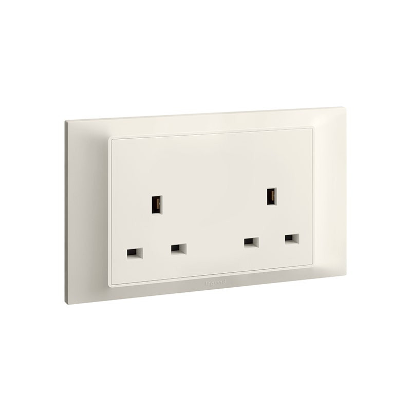 LEGRAND - Socket Outlet Belanko S, BS, 2 Gang, 13A, 250V, Unswitched, Ivory