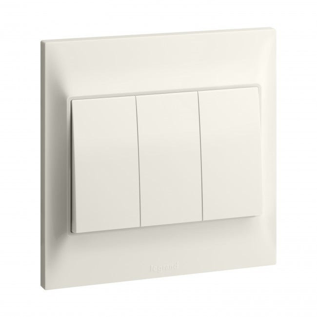 LEGRAND - Single pole switch Belanko S - 16A x 250V~ - 3 gang - 1-way switch - Ivory