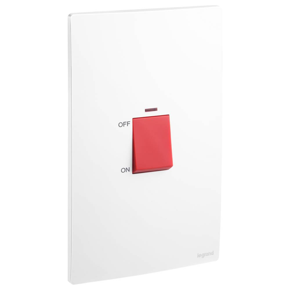 Legrand - Malia Air Conditioner Switch - 45 Amp - 250 Volt - With Indicator Lamp - White